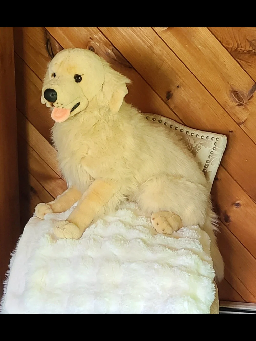 Cream Plush Golden Retriever Dog Toy - Soft Sit-Along Companion